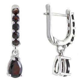 BG náušnice vsazeny kameny:přírodní granát  624 Bílé zlato - 585 Granát