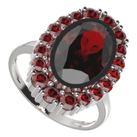 BG prsten oválný 523-I Stříbro 925 - rhodium Granát
