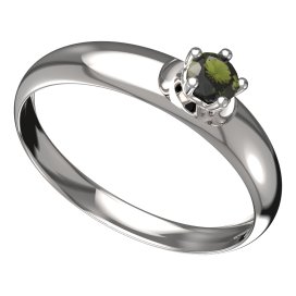 BG vltavínový prsten 873T Bílé zlato - 585 Vltavín