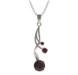 BG přívěs kruhového tvaru 474-P Stříbro 925 - rhodium Granát