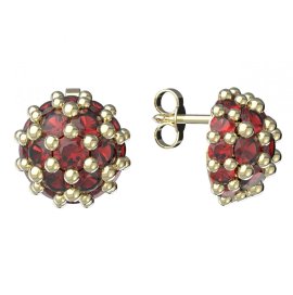 BG zlaté náušnice 992 Žluté zlato - 585 Červený kubický zirkon