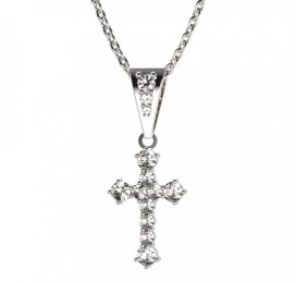 BG zlatý přívěšek křížek 256 Bílé zlato - 585 Diamant