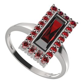 BG prsten čtvercový 837-I Stříbro 925 - rhodium Granát