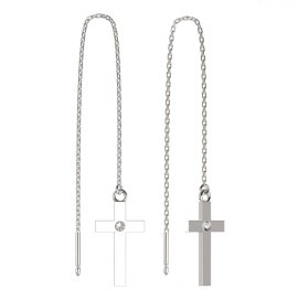 BG zlaté  náušnice křížek 1103 Bílé zlato - 585 Bílý kubický zirkon