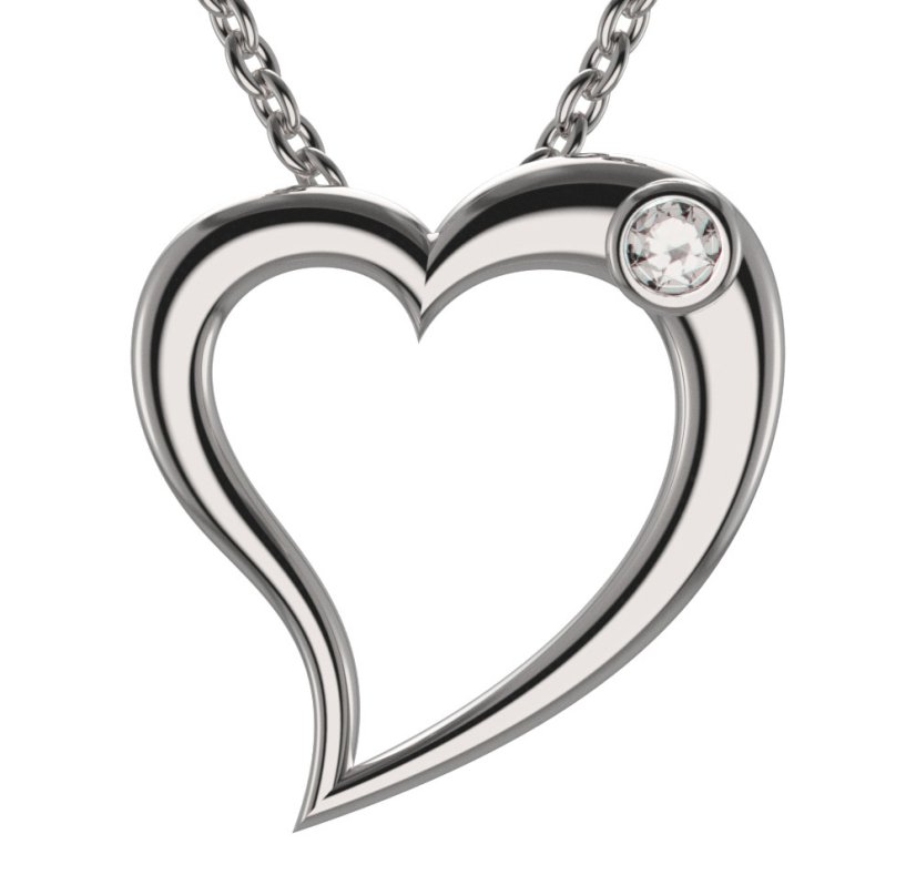 BG zlatý přívěšek srdíčko 1568 Bílé zlato - 585 Diamant
