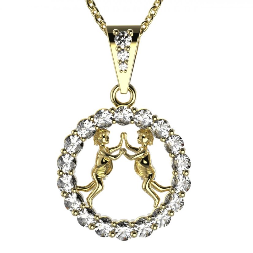 BG zlatý přívěšek Blíženci 044 Žluté zlato - 585 Diamant