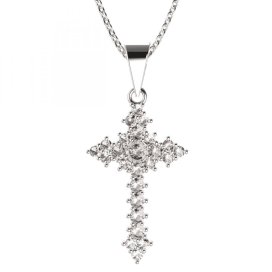 BeKid dětský přívěšek křížek 264 Bílé zlato - 585 Diamant