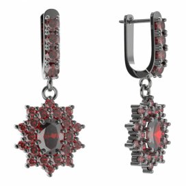 BG oválné náušnice 249-96 Stříbro 925 - ruthenium (30-90dní) Granát