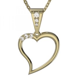 BG zlatý diamantový přívěšek srdíčko 1266 Žluté zlato - 585 Diamant lab-grown