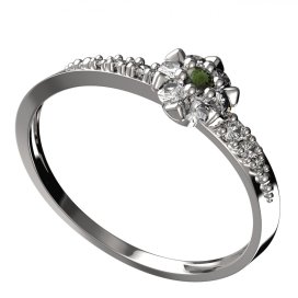 BG vltavínový prsten 879D Bílé zlato - 585 Vltavín a diamant
