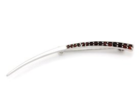 BG brož vsazený přírodní granát  387 Stříbro 925 - rhodium Granát