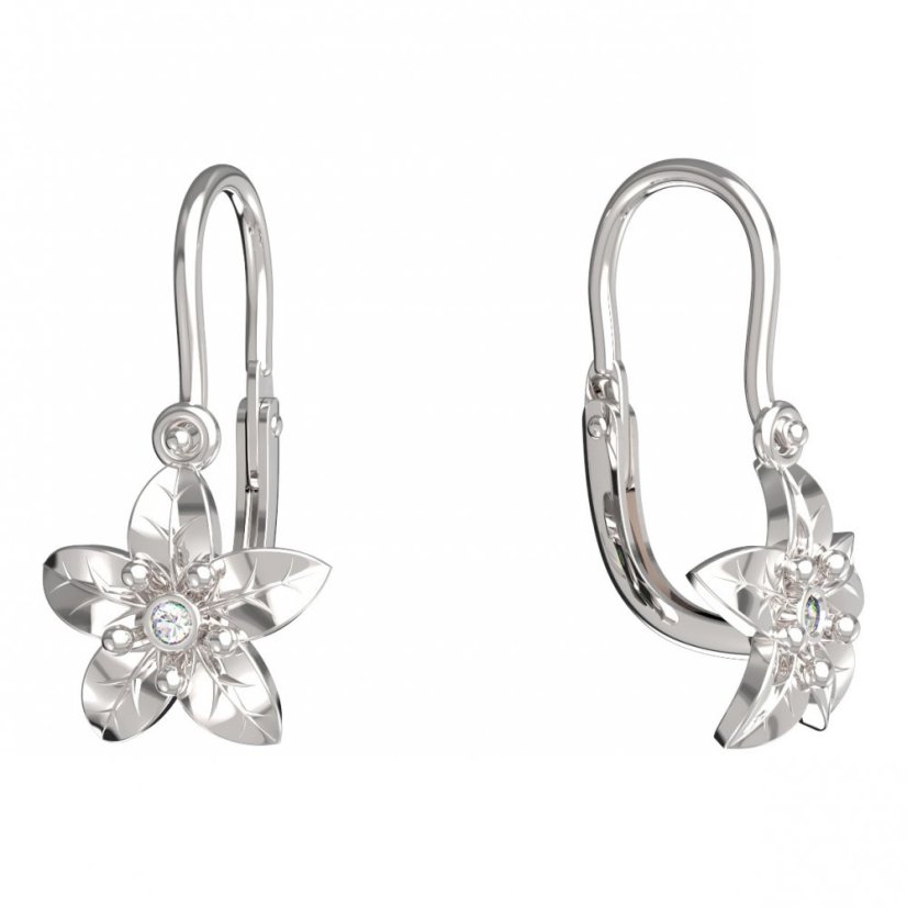 BeKid dětské náušnice kvítek 812 Bílé zlato - 585 Diamant