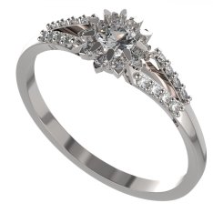BG zlatý diamantový prstýnek 987 Bílé zlato - 585 Diamant lab-grown