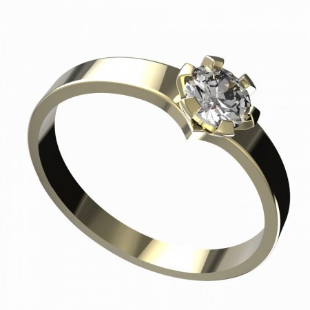 BG zlatý zásnubní prsten 946/556 - Kov: Žluté zlato 585, Kámen: Bílý kubický zirkon