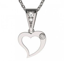 BG zlatý diamantový přívěšek srdíčko 1269 Bílé zlato - 585 Diamant lab-grown