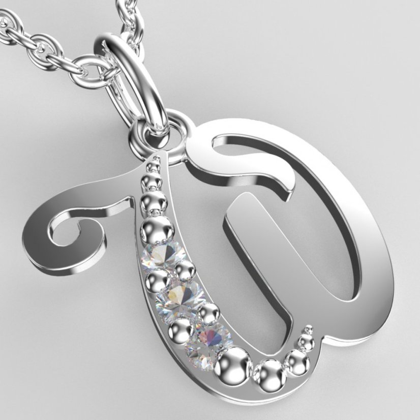 BeKid dětský zlatý přívěsek písmenko W - 1531 Bílé zlato - 585 Diamant