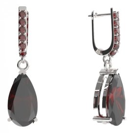 BG kapkovitého tvaru náušnice 429-94 Stříbro 925 - rhodium Granát