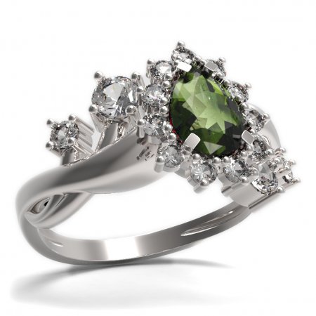BG prsten s kapkovitým kamenem 509-P - Kov: Stříbro 925 - rhodium, Kámen: Granát