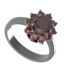 BG prsten oválný 756-I Stříbro 925 - ruthenium (30-90dní) Granát