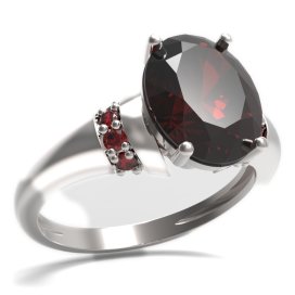 BG prsten oválný kámen 479-K Stříbro 925 - rhodium Granát