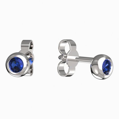 BeKid, Gold kids earrings -101 - Switching on: Puzeta, Metal: White gold 585, Stone: Dark blue cubic zircon