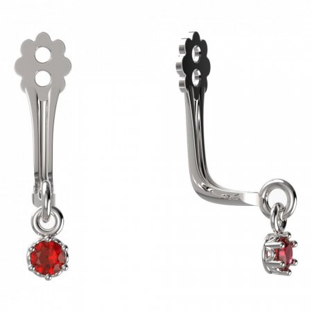 BeKid Gold earrings components I2 - Metal: White gold 585, Stone: Red cubic zircon