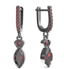 BG náušnice vsazený přírodní granát  915 91 Stříbro 925 - ruthenium (30-90dní) Granát