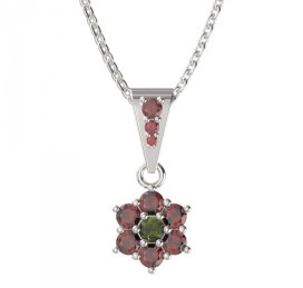 BG přívěšek 002 Stříbro 925 - rhodium Vltavín a granát