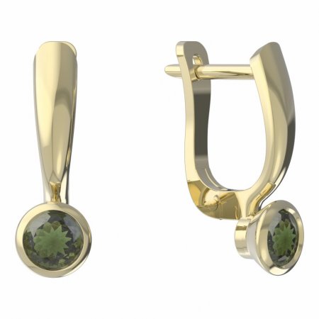 BG moldavit earrings -555 - Switching on: Hanger clip A, Metal: Yellow gold 585, Stone: Moldavite