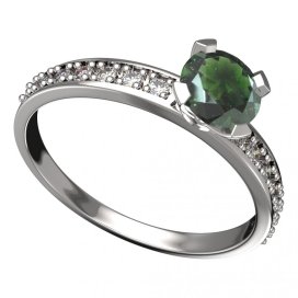 BG vltavínový prsten 558E Bílé zlato - 585 Vltavín a diamant