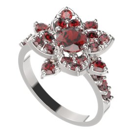 BG prsten 735-Z oválného tvaru Stříbro 925 - rhodium Granát