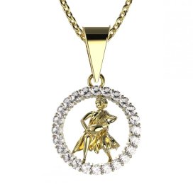 BG zlatý diamantový přívěšek Vodnář 052 Žluté zlato - 585 Diamant lab-grown