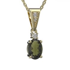 BG přívěs vsazen vltavín  622 Žluté zlato - 585 Vltavín a diamant