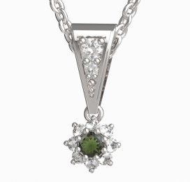 BG vltavín přívěšek 886 Bílé zlato - 585 Vltavín a diamant