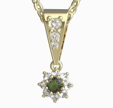 BG vltavín přívěšek 886 Žluté zlato - 585 Vltavín a diamant