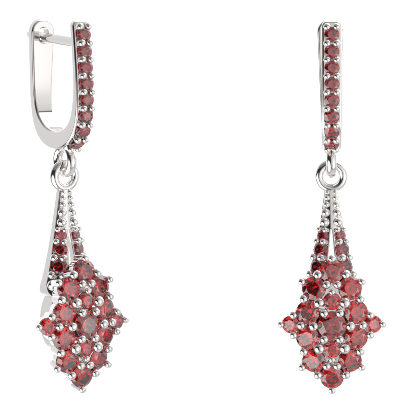BG náušnice ve tvaru hvězdy 536-G91 Stříbro 925 - rhodium Granát