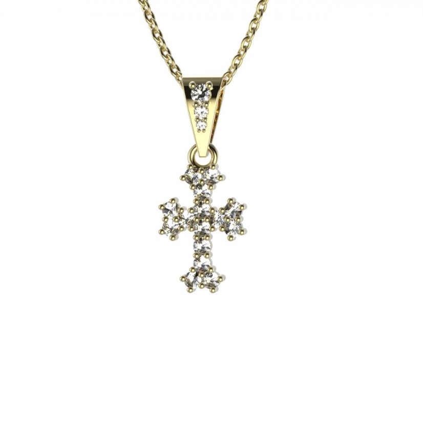Zlatý přívěsek křížek s lab-grown diamantem, žluté zlato 585 – 267 (Zd342672)