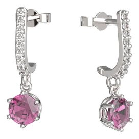 BeKid dětské náušnice 1295 Bílé zlato - 585 Růžový kubický zirkon