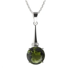 BG přívěs ktlhového tvatl 475-C Stříbro 925 - rhodium Vltavín a  kubický zirkon