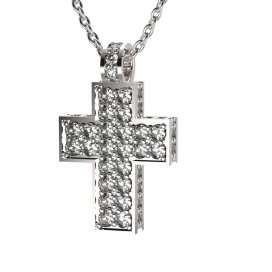 BG zlatý diamantový přívěšek křížek 917 Bílé zlato - 585 Diamant lab-grown