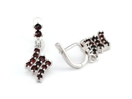 BG náušnice s přírodním granátem z Čech  174 Bílé zlato - 585 Granát