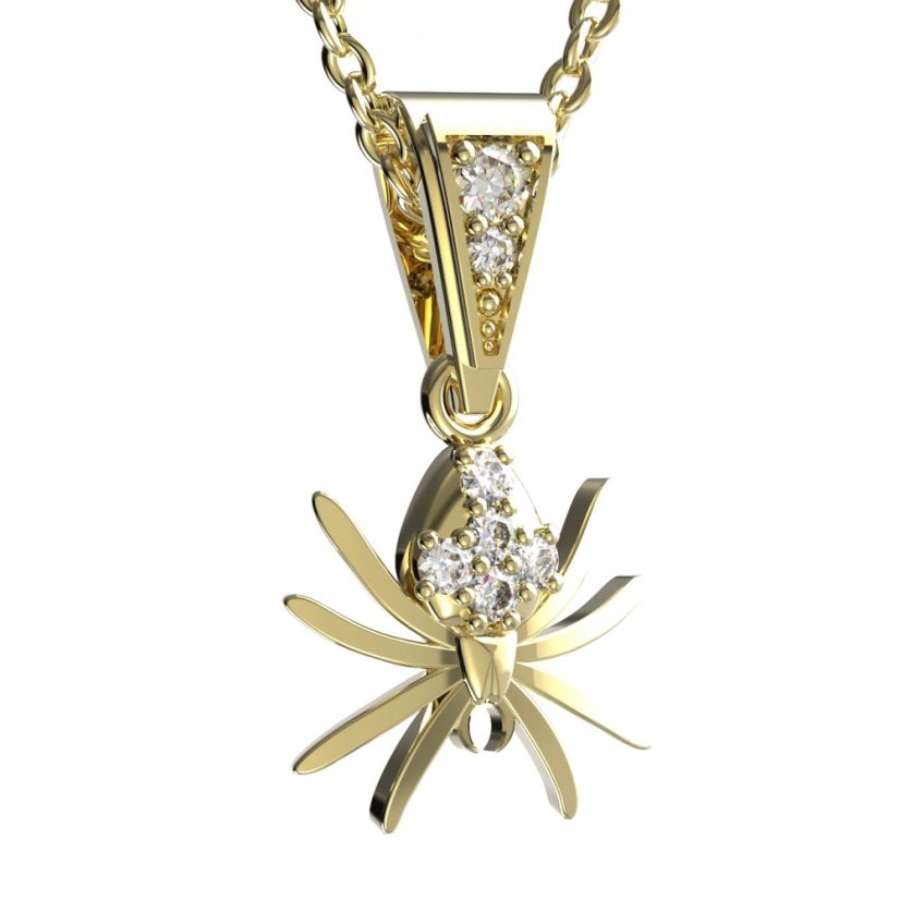 BG zlatý přívěšek - Pavouk  807 Žluté zlato - 585 Diamant