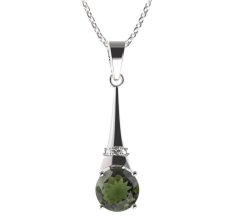 BG přívěs ktlhového tvatl 474-C Stříbro 925 - rhodium Vltavín a  kubický zirkon