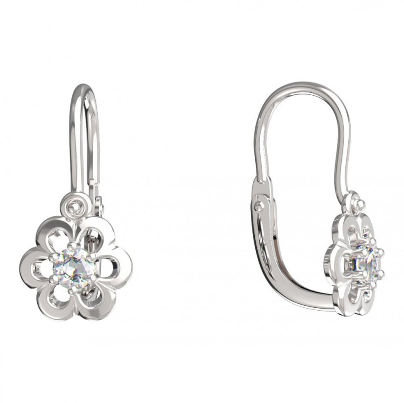 BeKid dětské náušnice šestilístek 842 Bílé zlato - 585 Diamant