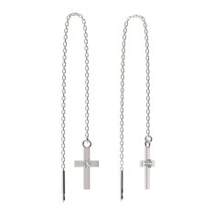 BG zlaté náušnice křížek 239 Bílé zlato - 585 Diamant