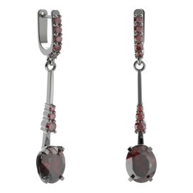 BG náušnice s centrálním oválným kamenem 493-B93 Stříbro 925 - ruthenium (30-90dní) Granát