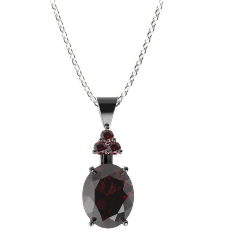 Stříbrný přívěsek s českým granátem, ruthenium – 479-87
