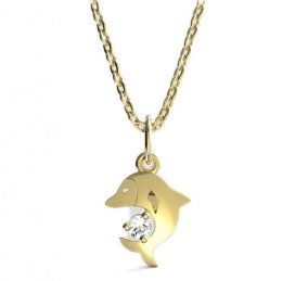 BeKid dětský zlatý přívěsek  1271 - delfín Žluté zlato - 585 Diamant