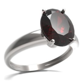 BG prsten s oválným kamenem 479-I Stříbro 925 - rhodium Granát