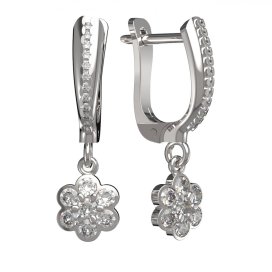 BG zlaté náušnice 866 Bílé zlato - 585 Bílý kubický zirkon